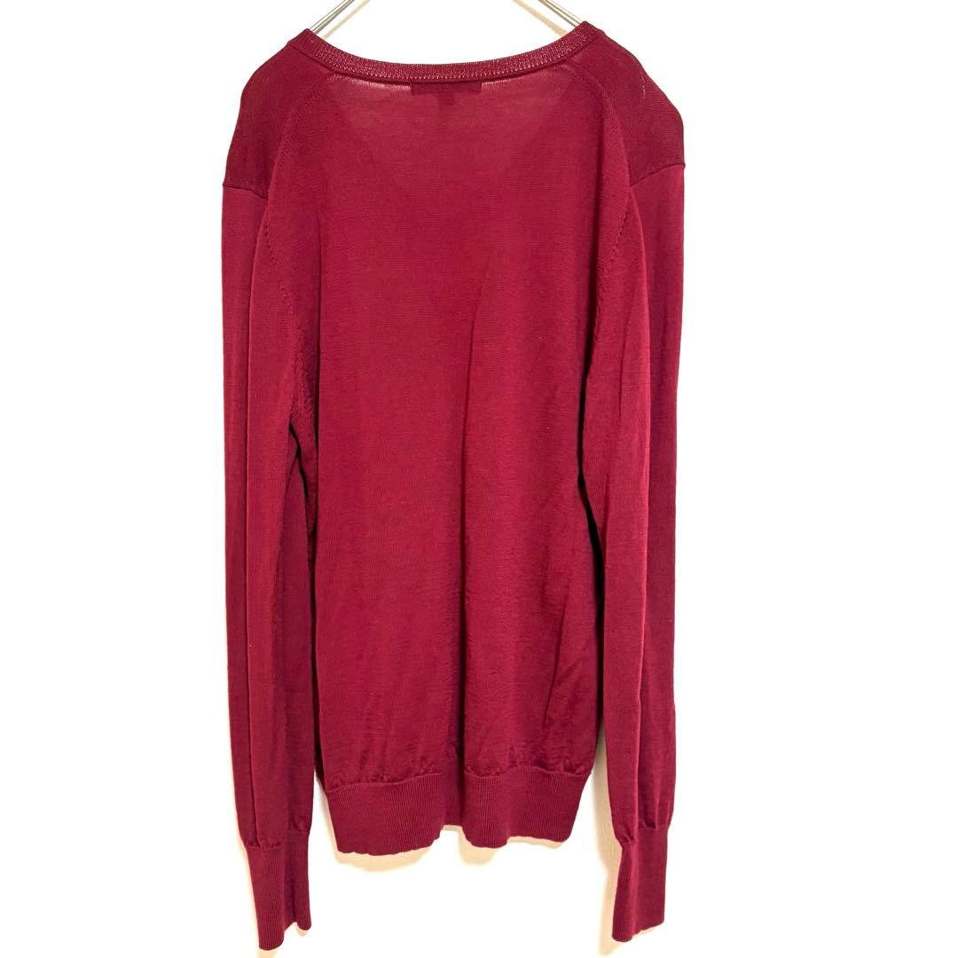 【UNIQLO】Wool V-Neck Knit Sweater, Long Sleeve, Red, Simple, Classic, L
