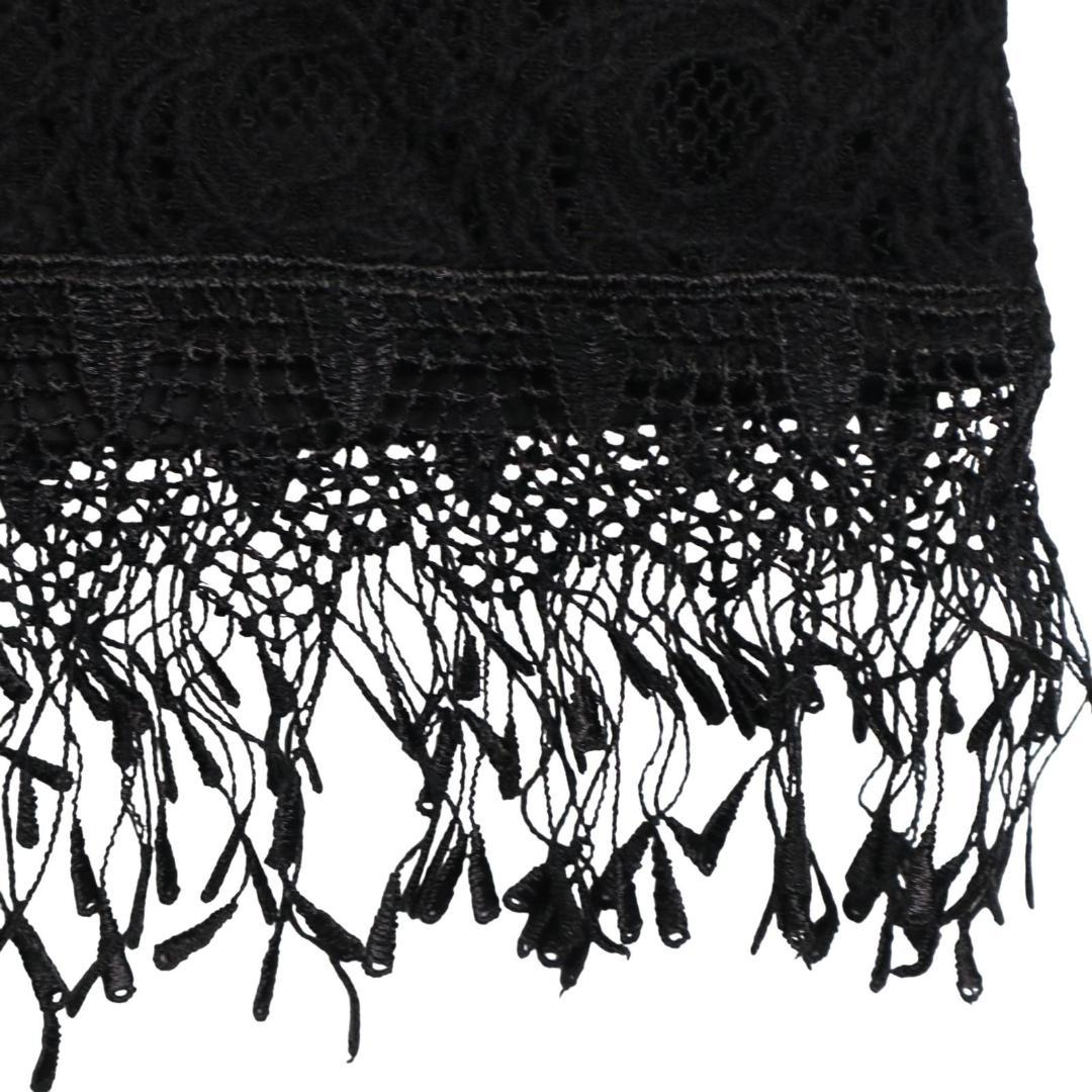 【Excellent Condition】VENDOME DEUX OCTOBRE Fringe Lace Blouse Black Elegant M