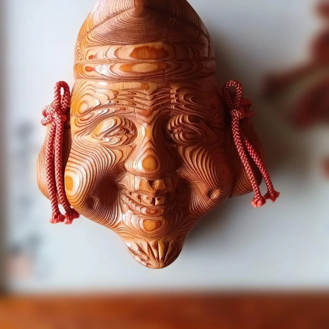 Hand-carved Yakusugi Ebisu and Daikoku