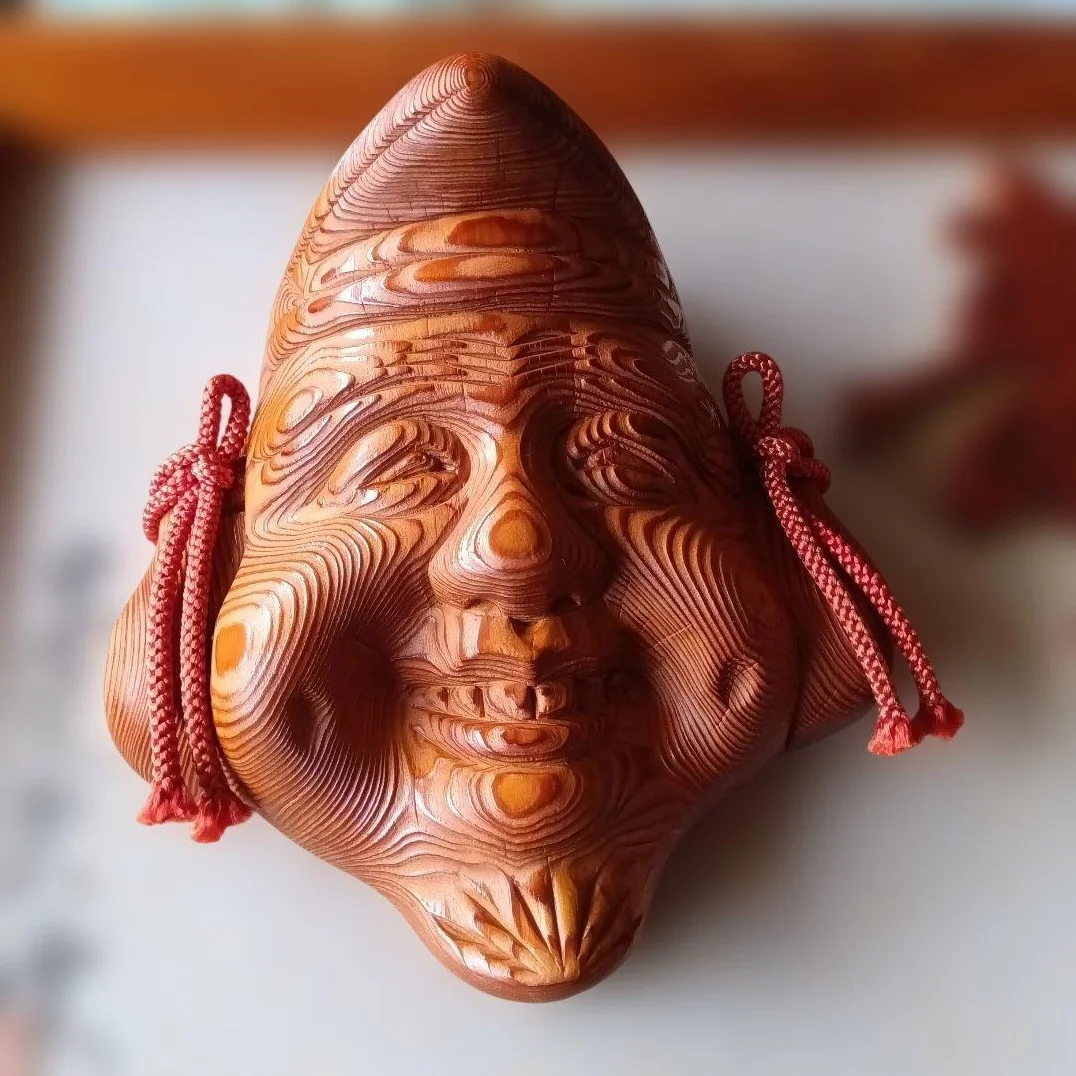 Hand-carved Yakusugi Ebisu and Daikoku