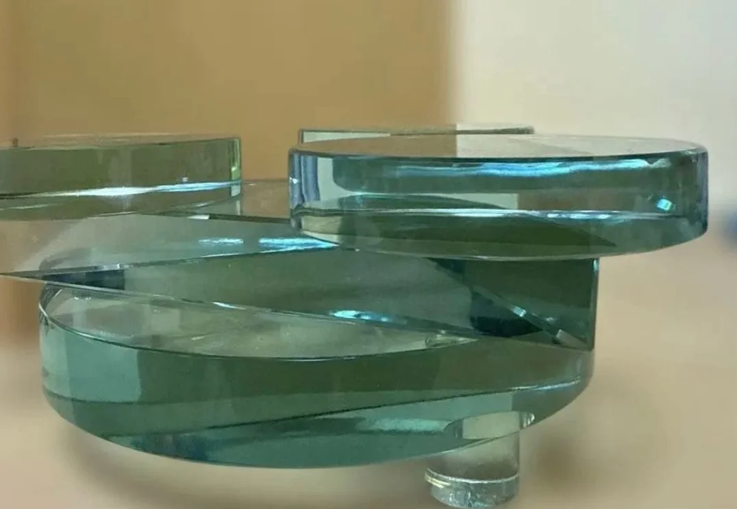 Glass Pedestal Display Stand - Triangle and Circle Design