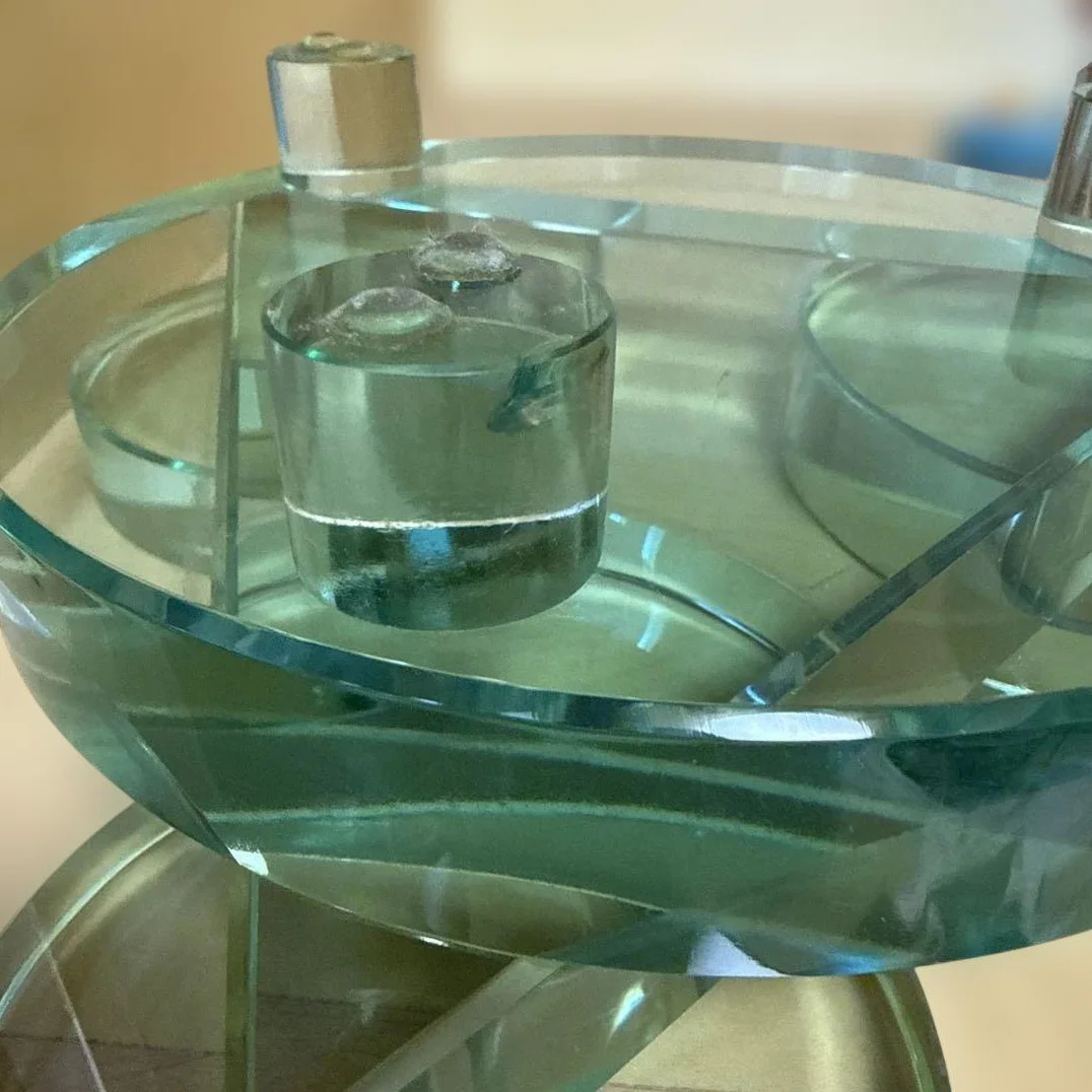 Glass Pedestal Display Stand - Triangle and Circle Design