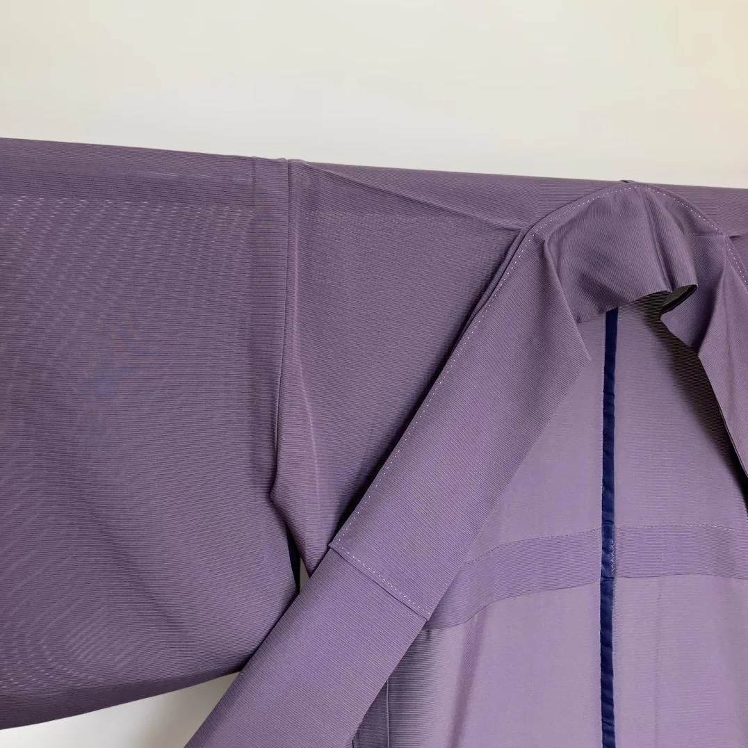 Summer Kimono, Ro (gauze weave), Purple, Solid Color Kimono, Family Crest: Maru ni Mokko (circular design with a quince flower), T size