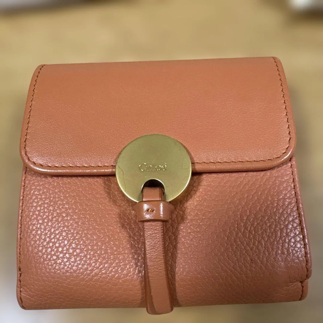 Further Price Reduction♪ Chloé Limited Color Orange Indy Leather Compact Tri-Fold Wallet