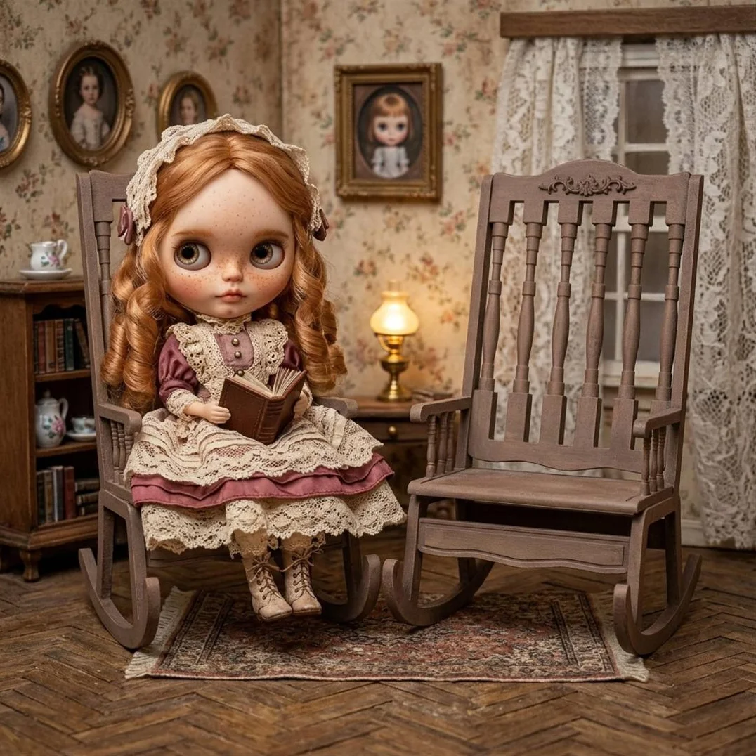 Rocking Chair Brown Resale OK 1/6 Dollhouse Miniature Blythe