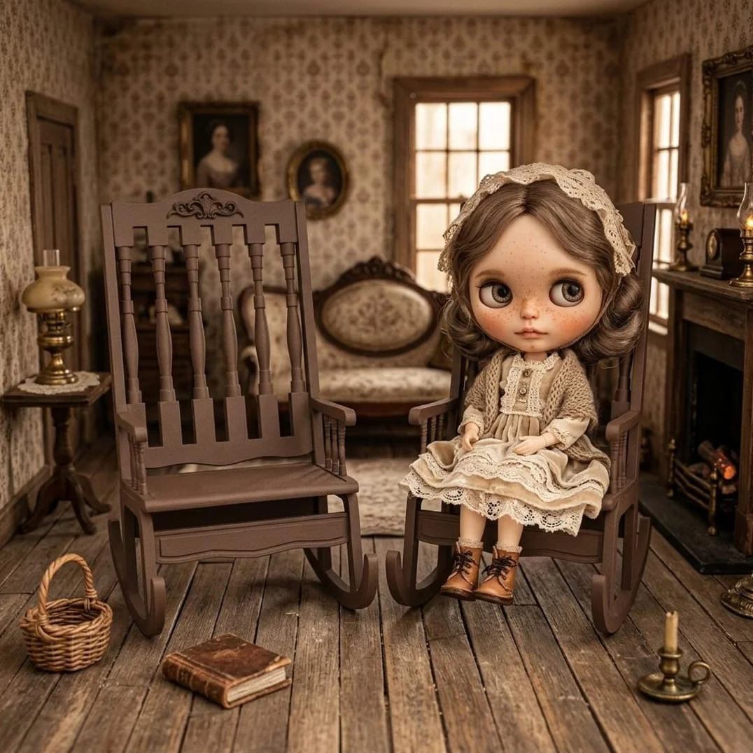 Rocking Chair Brown Resale OK 1/6 Dollhouse Miniature Blythe