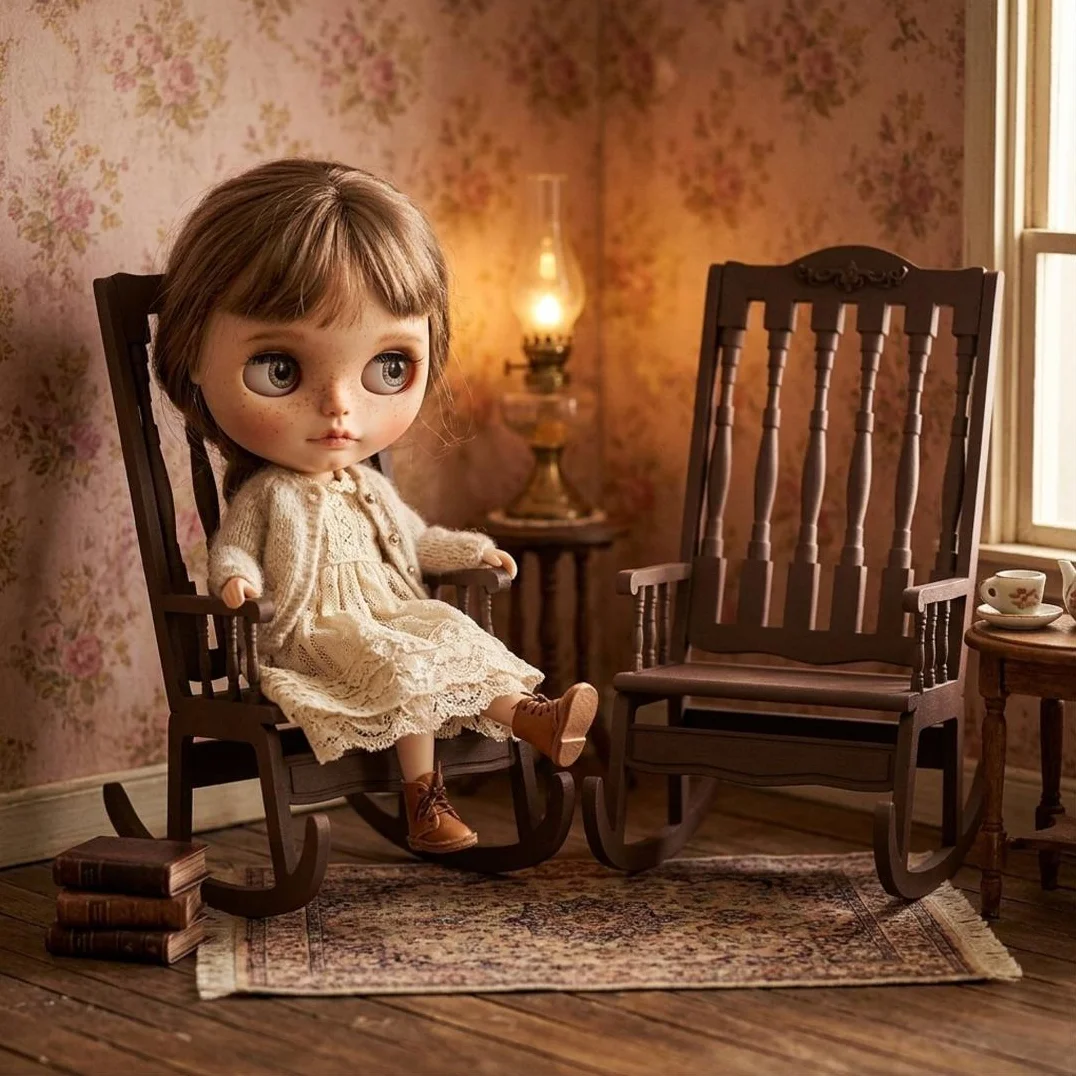 Rocking Chair Brown Resale OK 1/6 Dollhouse Miniature Blythe